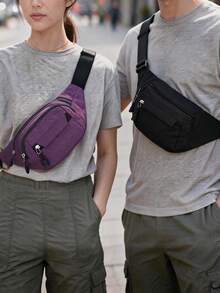 1pc Men's Nylon Waist Bag - Adjustable Shoulder Strap, Multiple Zipper Pockets, Outdoor Sports Waist Bag, Suitable For Daily Commute, Multi-Functional Travel Bag Korean Style Adjustable Shoulder Strap Bag, Unisex, Multiple Colors - Multicolor - View 5