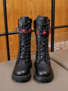 1 Pair Girls' Autumn/Winter Comfortable Fashion Versatile Kids Boots, Classic Tall Boots, Comfortable Boots, Riding Boots - Black - View 6
