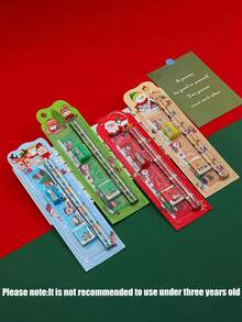 8 Sets Christmas Pencil Drawing 5-In-1 Eraser Pencil Stationery Combo Prize Christmas Gift, Multi-Functional Pencil, Ruler And Eraser School Set, All-In-One Stationery Bag, School Supplies, Birthday And Holiday Gift, Back To School Essential - Holiday Gift Competition Prize Reward (Random Color) - Multicolor - View 8