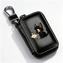 Men's Key Bag With Cute Cat Pattern And Lychee Pattern,2D Printing,Car Keychain,Suitable For Remote Control Keys,Multifunctionalkeybag And Storage Bag - Multicolor - View 13