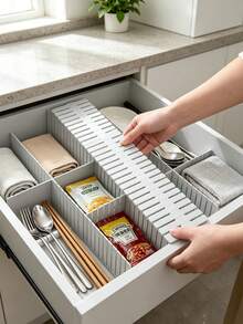 1/8/12 Adjustable DIY Drawer Dividers Storage Box, For Organizing Sundries, Tableware, Underwear, Socks, Clothes, Skirts, Desktop And Boxes, Suitable For Kitchen, Bathroom, Bedroom, Office (Can Be Freely Cut) - Multicolor - View 2