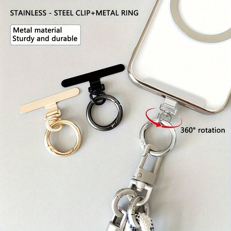 A Rotatable Metal Clip, A Mobile Phone Fixing Gasket, Which Can Be Connected To Mobile Phone Lanyard Decorations. It Is Suitable For All Kinds Of Smartphones. It Is Ultra - Light And Ultra - Thin, Tough And Elastic., Mobile Phone Holder, Decorative