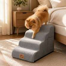 3/4/5‑Tier Foam Pet Stairs For High Beds And Couches, Non‑Slip Pet Steps For Small Dogs, Cats & Senior Pets, Removable Washable Cover, Lightweight Portable Pet Ladder For Comfortable Indoor Access - Multicolor - View 7