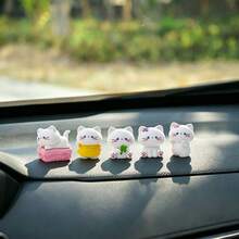5pcs Creative Cute Spring Cat Car Desktop Ornament DIY Car Interior Office Desk Computer Screen Decor Accessories Holiday Gift - Spring Kitten - View 2