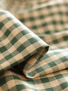 1pc Green Plaid Ruffled Tablecloth, Modern Minimalist Household Dining Table Cover, Square Dust-Proof Cloth Suitable For Restaurant, Living Room, Kitchen Decor - Green - View 8