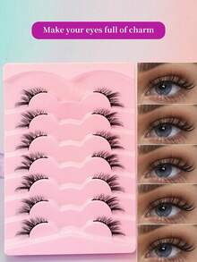 7 Pairs Fox Eye Winged False Eyelashes, Alluring Upturned Cat Eye Makeup, Versatile For Various Looks - View 3