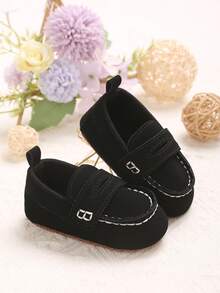 Newborn Shoes Classic Leather Soft Sole Anti-Slip Toddler Walking Shoes, Suitable For Boys And Girls - Black - View 3