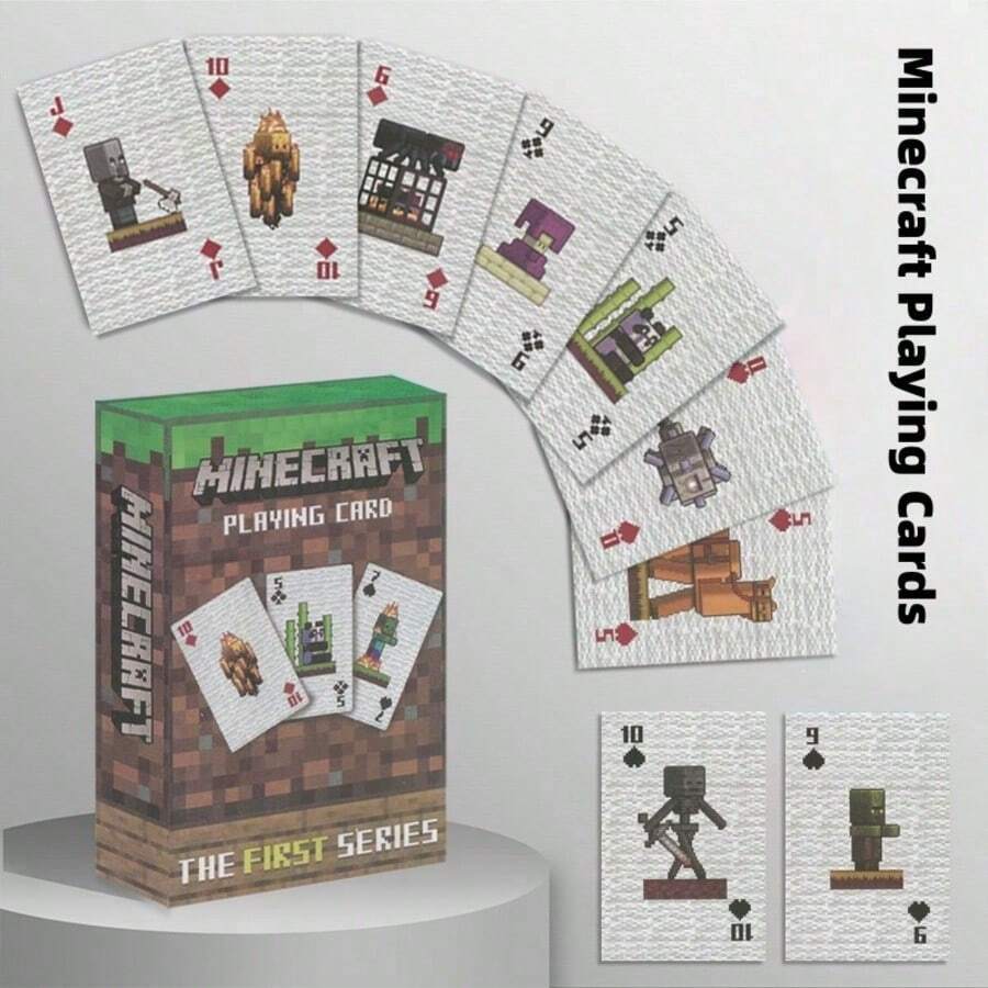 FIFA 55Pcs Minecraft Pixel Playing Cards, Desktop Casual Card Game, Retro Pixel Style Tabletop Game, Niche Party Entertainment Props - Multicolor - View 1