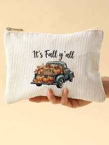 1pc, Cosmetic Bag, Multi-Scenario Universal, Ultra-Large Capacity, Ultra-Lightweight Portable, Versatile Practical, Halloween Pattern Printed Toiletry Bag, Thick Corduroy Toiletry Cosmetic Bag, Cosmetic Pouch, Large Capacity Toiletry Bag, For Lipstick, Brushes, Skincare, Phone, Coins, Small Items, For Home, Gift, Vacation And Holiday Multi-Functional Use Teenager Toiletry Storage Bag - Multicolor - View 12