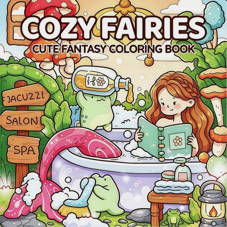 1pc Warm Elf Coloring Book, Bold And Easy-To-Color Patterns, 24 Pages Of Cute And Cozy Designs, Suitable For Creative Relaxation, Cultivating Focus And Artistic Interest, Perfect Gift Choice For Back To School, Christmas, New Year, Birthday, Holiday Party, Girls Home Drawing Book