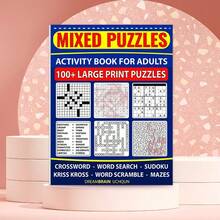 1PC,Fun Puzzle Notebook,Includes Word Search,Sudoku,Maze And Other Brain Games,Suitable For Adults And Seniors,Exercises Brain Power,Relieves Stress,Great Choice For Leisure And Entertainment,Perfect As A Gift (Pen Not Included) - Rectangle - View 4