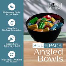 5 Pack Angled Plastic Serving Bowl Disposable For Party Table 8oz - Black - View 2
