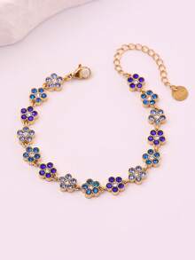 Freegrow 1pc Multicolor Floral Stainless Steel Bracelet Suitable For Women's Daily Wear - Gold - View 7