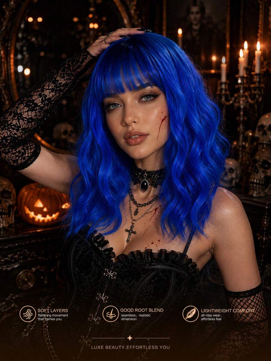 Colorful Short Straight Synthetic Hair Extensions Clip-In, Elegant & Natural, Suitable For Daily Wear, Halloween, Christmas, Cosplay, Matte Texture, Heat Resistant - Multicolor - View 1