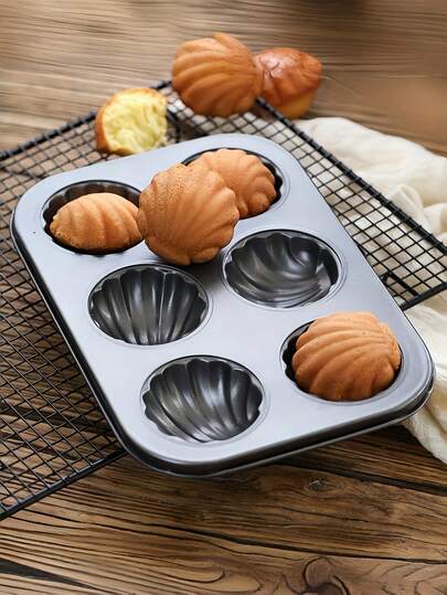 Non-Stick Madeleine Mold - 6-Cavity Shell-Shaped Baking Pan, Suitable For Oven Baking - Gold - Heavy Duty Durable - Perfect For Baking Delicious Madeleines