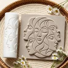 1Pc Abstract Female Face Texture Roller, Woman Profile Pattern Clay Embossing Roller, DIY Handmade Earring Pendant Jewelry Craft Supplies - 1 Unit - View 6