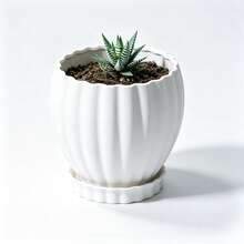 3D Printed Planter With Tray - Compact Vertical Textured Pot For Small Indoor Plants, Modern Minimalist Succulent Container With Drainage Holes, Suitable For Living Room, Bedroom, Office Desk, Windowsill, Ideal Gift For Plant Lovers - Flower Pot - View 10