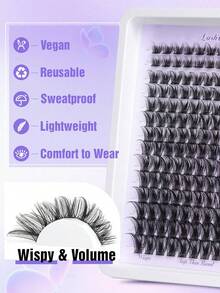 YIDUO 168Pcs Wispy Lash Clusters D Curl Individual Cluster Lashes Mixed Length 10‑18mm,Soft Thin Band Reusable DIY Eyelash Extensions,Natural Volume Fairy Lashes,Beginners For Daily Party Halloween Holiday Makeup Gift - Multicolor - View 4