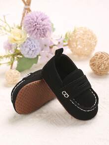 Newborn Shoes Classic Leather Soft Sole Anti-Slip Toddler Walking Shoes, Suitable For Boys And Girls - Black - View 4