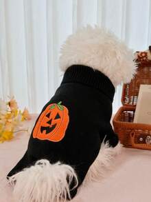 Pet Pumpkin Sweater Halloween Sweater For Cats And Dogs - Black - View 11