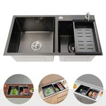 Oil‑Resistant Nano‑Coating Kitchen Sink Complete Kit, Leak‑Proof Sealing Rings Easy‑Clean Rounded Corner Double Bowl Sink - B - View 11