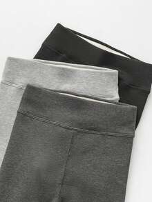 1pc Black 170G Non-Fleece/330G Thick Fleece Lined High Waist Warm Pants, Suitable For Cold Winter Daily Casual Wear - Multicolor - View 5