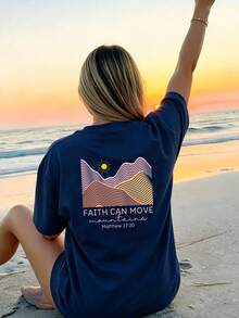 Women's T-Shirt In Sunny Yellow: Authentic Graphic Design, Comfortable Meets Stylish In A Relaxed Fit - Perfect Summer Beach Outfit & Everyday Wear - Navy Color - View 1
