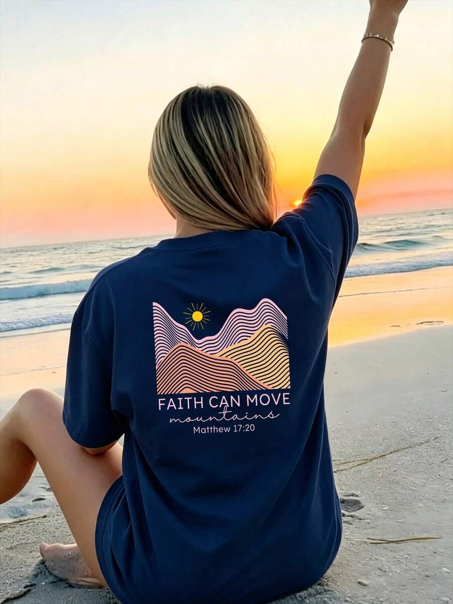 Women's T-Shirt In Sunny Yellow: Authentic Graphic Design, Comfortable Meets Stylish In A Relaxed Fit - Perfect Summer Beach Outfit & Everyday Wear - Navy Color - View 1