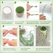 DIY Wind Chime Craft Kit, Multi‑Style Mixed Glass Beads Set With Artificial Moss & Thread Wire For Handmade Hanging Ornament Home Decoration - A - View 6