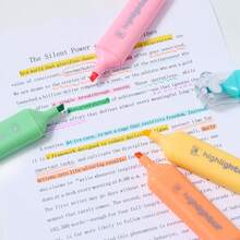 1pc Multicolor Fluorescent Highlighter, Large Capacity Oblique Tip Marker Pen, Soft Pastel Eye-Protection Color, Student Classroom Key Point Marking Pen, Quick Drying Non-Smudging, Bullet Journal Doodle Note-Taking Colorful Fluorescent Marker Pen, Office Study Stationery Set - Highlighter - View 2