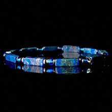Casual Commuter Style Natural Lapis Lazuli Rectangular Column Vintage Imperial Blue Natural Crystal Beaded Bracelet, Handmade Gold-Plated Spacer Strong Rope, Premium Business Men's Gift For Boyfriend - Multicolor - View 3