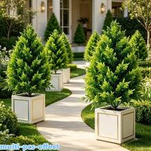 2pcs Artificial Pine Trees,Christmas Tree, Artificial Ground Stake Indoor & Outdoor Decorative Greenery,UV Resistant Fake Plants,Yard,Garden Decor Outdoor,Patio,Front Porch Path,Christmas,Wedding Party Home Decor,Anniversary,Balcony, Winter Decor ﻿ - Green - View 2