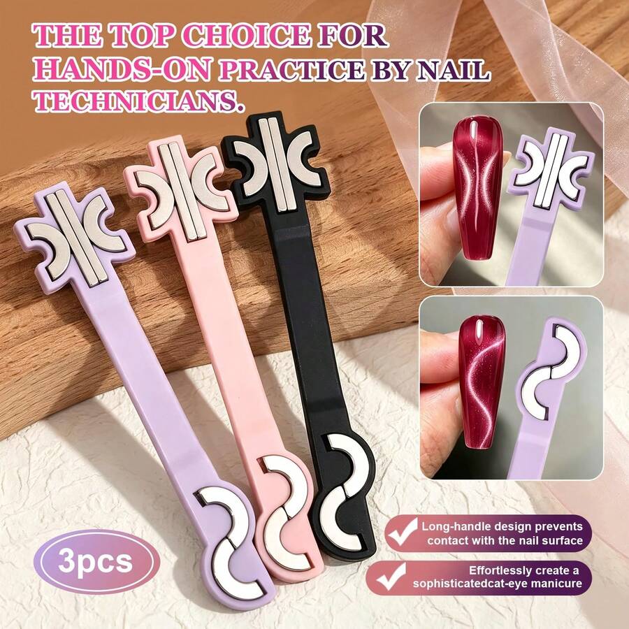 Multifunctional Ribbon Cat Eye Magnetic Nail Art Magnet Tool, Can Create Ribbon Cat Eye Nail Art And Rice-Shaped Cat Eye Nail Art Styles, Easy To Operate, Suitable For Nail Art Enthusiasts And Nail Salons To Make Fake Nails, Acrylic Nail Tips, Holiday Nails, Professional Nail Artist Tool - Multicolor - View 1