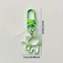 Cute Hollow Colorful Cat Keychain - Alloy Cartoon Pendant, Suitable For Car Keys And Backpacks, Perfect Women's Day Gift, Adorable Keychain - Multicolor - View 7