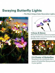 1pc Solar Powered Garden Decorative Light - Solar Firefly String Lights With Butterfly Lights - Waterproof IP65 - Outdoor Yard Path Decoration Light, Autumn Decor, Mother's Day Gift For Women, Halloween Decoration, Home Decor - Butterfly Firefly - View 11
