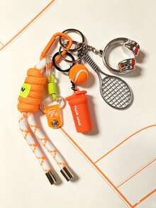 Woven Rope Tennis Theme Creative Pendant Keychain, Tennis Racket Keychain, Sports Water Bottle Earphone Charm, Suitable For Gym Bag, Car Keys, Unisex - Multicolor - View 10