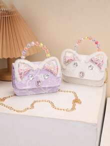 1PC Colorful Pearl Handbag, Casual Minimalist Elegant, Non-Adjustable Shoulder Strap, Suitable For Daily Outings, Shopping, Can Easily Accommodate Daily Essentials, Versatile Item, Applicable To Various Styles And Occasions, Exclusive For Little Girls. - Multicolor - View 3