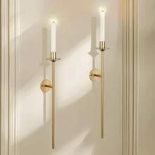 Vintage Taper Candle Holder Wall Mount, 2-Piece Set, Gold Finish As Stylish Wall Decor - 2pcs - View 3