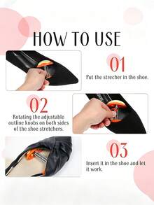 2 Pairs Orange Adjustable Plastic Shoe Stretchers, Compact Portable Shoe Toe Expanders, Suitable For Short And Long Trips, Home Use, High Heels, Business Shoes, Anti-Wrinkle Shoe Tool - Orange - View 4