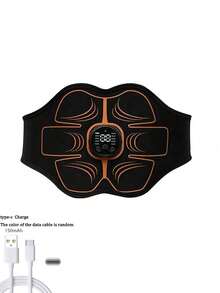 Abdominal Training Belt - USB Rechargeable Abdominal Stimulator Muscle Shaping Belt Unisex Muscle Trainer Abdominal Workout Massager - Black - View 5