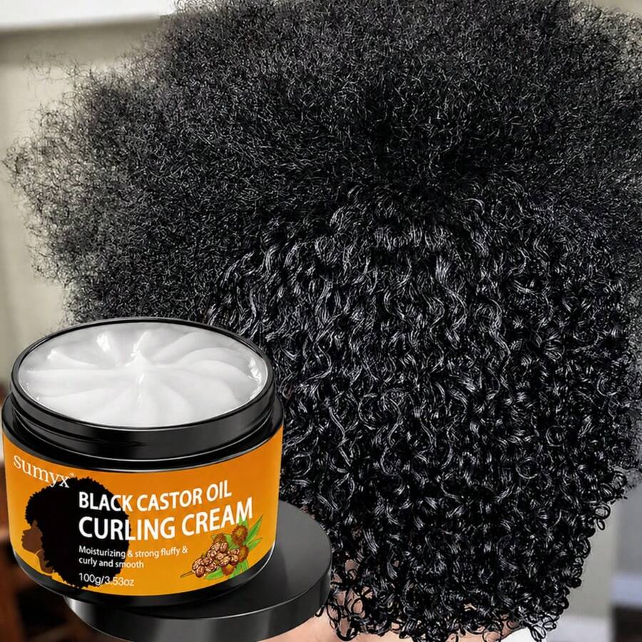 2pcs Black Castor Oil Curl Cream, Infused With Moroccan Argan Oil - Long-Lasting Frizz Control, Moisturizing Elastic Curl Styling Conditioner, Suitable For Dry And Curly Hair, Unisex