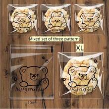 100pcs Cartoon Pattern Self-Adhesive Transparent Bread Packaging Bags, Baking Snack Packaging Bags, Snack Storage Bags, Cookie Packaging Bags, Suitable For School Supplies, Food Bags, Food Boxes, Also Suitable For Candy, Chocolate, Cookies And Other Packaging, Essential For Baking Shops, Essential For Home. - Multicolor - View 8