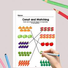 64 Pages Preschool Math Workbook, Number Arithmetic Practice, Fine Motor Skills & Logical Thinking Training, Cartoon Illustrations, Early Education Exercise Book, Children's Holiday Gift - Multicolor - View 2