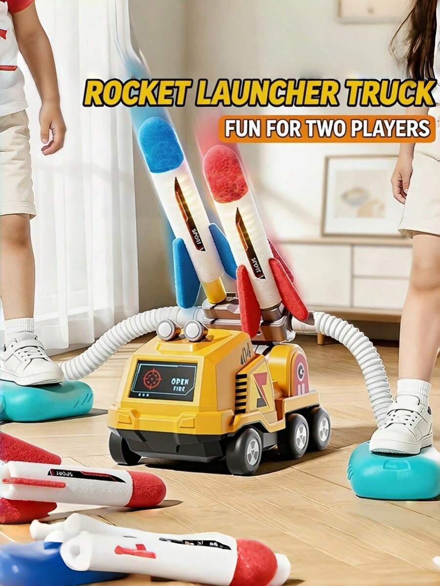 Rocket Launcher Toy, Foam Rocket Launch Game, Pneumatic Rocket Car Toy, Interactive 2-Player Outdoor/Indoor Game, STEM Learning Activity, Parent-Child Interaction Toy, Fun Party Game, Birthday Gift For Boys And Girls - Multicolor - View 1
