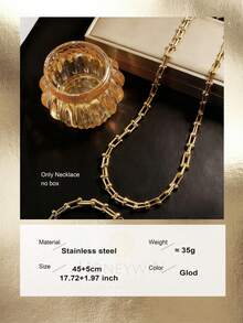 1pc Adjustable Stainless Steel U-Shaped Horseshoe Chain Bracelet/Necklace, Unisex - Yellow Gold - View 17