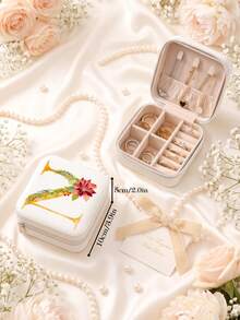 Kotak Penyimpanan Perhiasan Portabel Kecil dari Kulit PU untuk Anting-anting, Kalung, Cincin, dan Gelang Wanita - Kotak Perhiasan Bunga yang Elegan - View 35