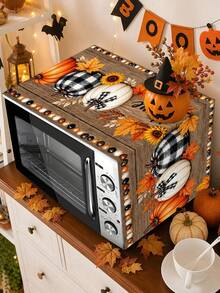 1pc 35x90cm Autumn Microwave Dust Cover, Polyester Material, Maple Leaf, Pumpkin, Berry, Sunflower Pattern, Dust-Proof And Stain-Resistant, Suitable For Kitchen, Bedroom, Garden Decoration, Perfect Thanksgiving Gift - Multicolor - View 4