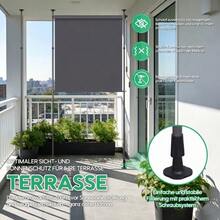 Vertical Outdoor Awning With Clamp Mounting, Retractable, No-Drill Installation, Privacy And Wind Protection For Balcony And Terrace, Weatherproof, Anthracite, With Hand Crank - Dark Grey - View 5