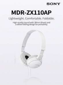 Sony Headphone Over-Ear MDR-ZX110AP Berkabel, Desain Ringan dan Dapat Dilipat, Bantalan Kepala Lembut untuk Pemakaian Jangka Panjang, Dilengkapi Mikrofon, Kualitas Panggilan Jernih, Cocok untuk Kantor dan Belajar, Warna Putih, Antarmuka 3.5mm - Putih - View 3