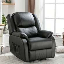 Chaise Lounge Made Of Leather With Storage Foldable Easy To Clean Black For Living Room And Relaxation Area - Black - View 1